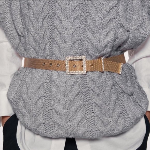 ZARA GOLD BEJEWELLED METALLIC BELT